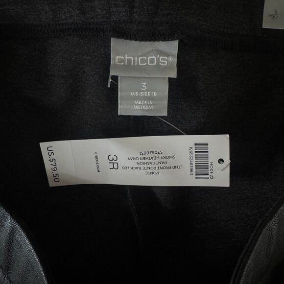 New Chico's Faux-Leather Front Ponte Pull On Leggings Women's XL 16 (Chico's 3) - Picture 3 of 9